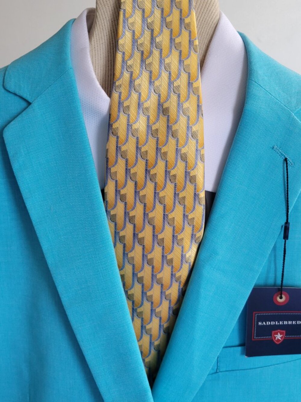 Saddlebred Men’s Solid Blue Robins Egg Cotton Blazer Jacket - Size 44 L - Picture 9 of 16